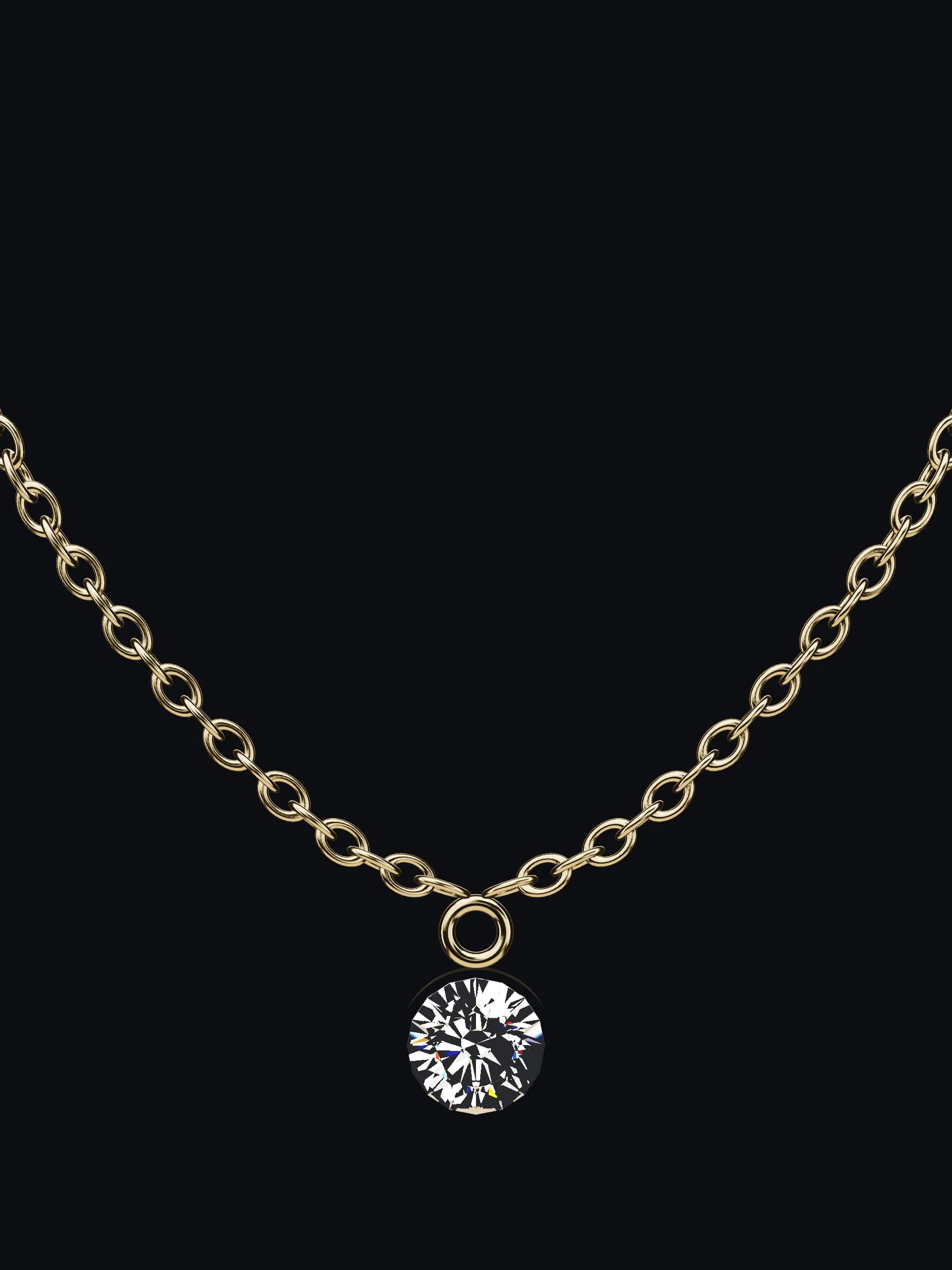 The Lien pendant hanging against a dark background.