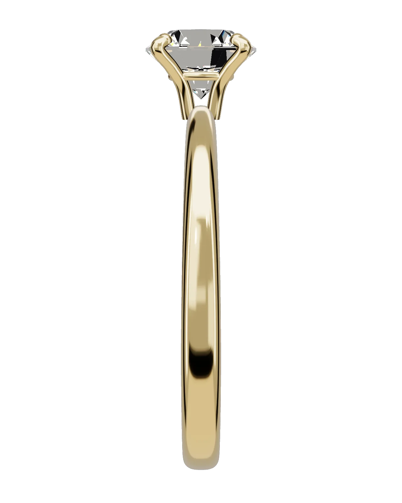 The Orbite seen in profile against ivory: the shank deepens as it climbs to carry the setting.